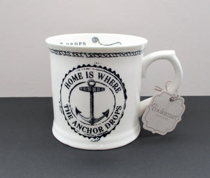 Home is Where the Anchor Drops Black and White Ceramic Cooksmart Mug